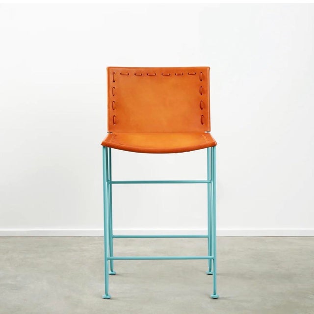 Garza Marfa Saddle Leather Stools For Sale - Image 4 of 7