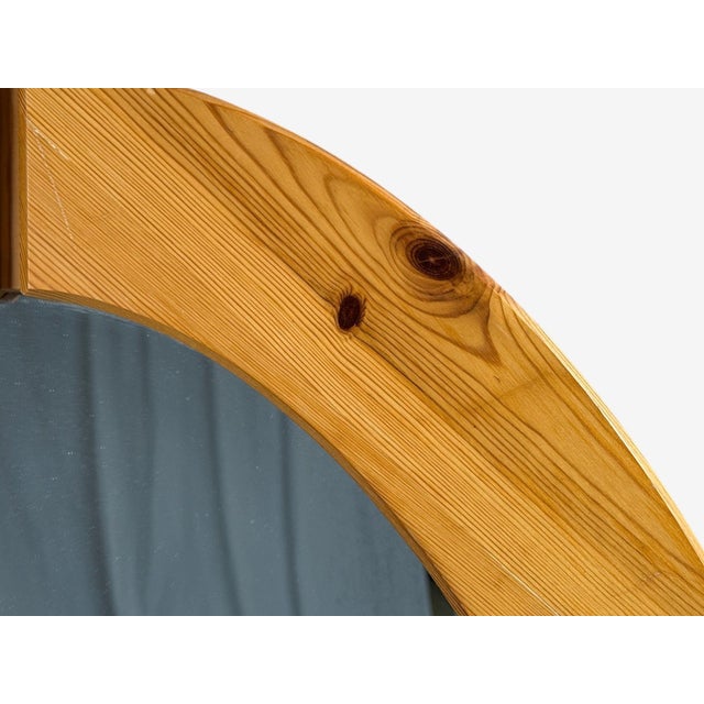 Swedish Modern, Oval Wall Mirror, Pine, Sweden, 1970s For Sale - Image 4 of 7