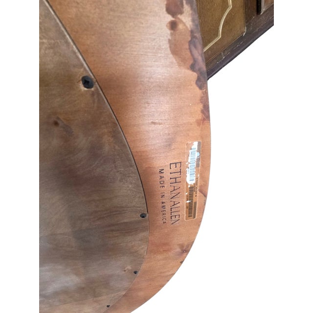 Ethan Allen Avenue Collection Round Cherry Wood Beveled Wall Mirror Console For Sale - Image 10 of 11