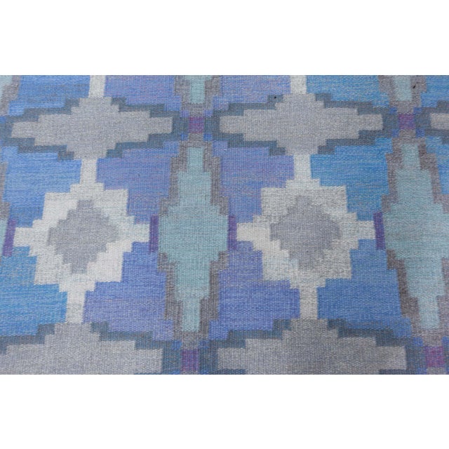 Doris Leslie Blau Vintage Swedish Flat Woven Rug by Judith Johansson For Sale - Image 4 of 11