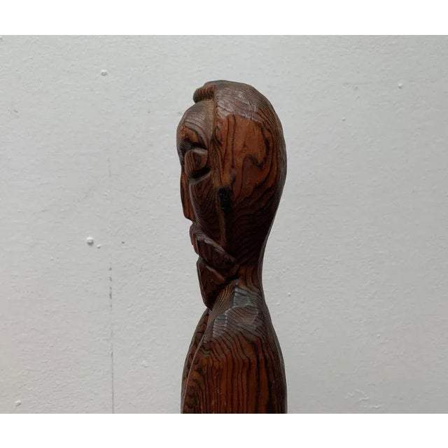 Vintage Wooden Sacral Figurine Sculpture For Sale - Image 10 of 18