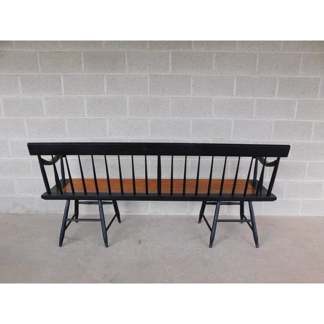 L Hitchcock Harvest Stenciled Black Country Bench 72"w For Sale - Image 14 of 17