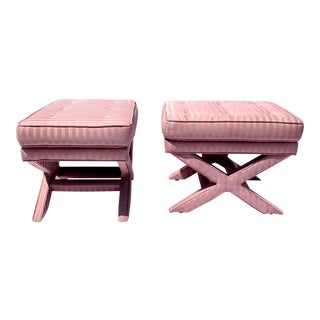 Vintage Mid-Century Modern X-Base Billy Baldwin Style Benches- a Pair For Sale