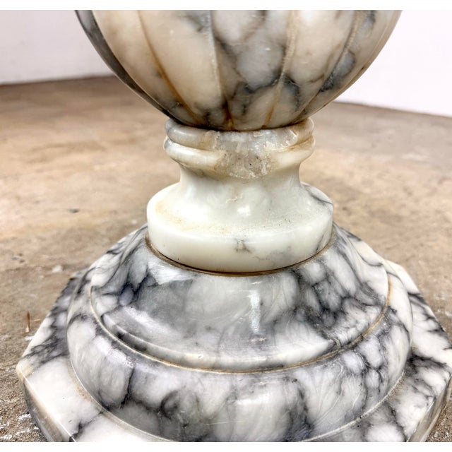 Vintage Italian Neoclassical White / Gray Marble Pedestal / Column For Sale - Image 9 of 11