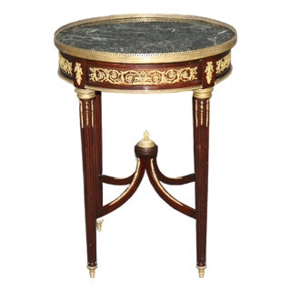 19th C French Louis XVI Style Ormolu Mounted Marble Top End Table For Sale