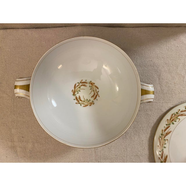 Ceramic Mid 20th Century Japanese China Casserole Covered Dish Wheat Pattern For Sale - Image 7 of 12