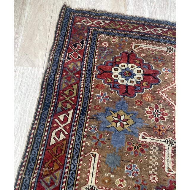 Antique Caucasian Kuba Rug 4.1' X 5.3' (125cm X 161.5cm) 1880s For Sale - Image 4 of 7