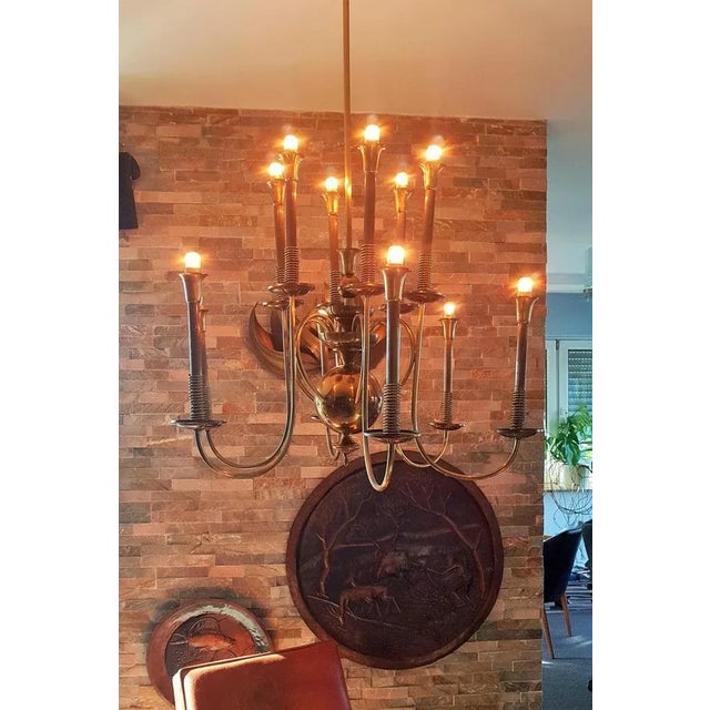 Metal Mid-Century Italian Brass Chandelier, 1950s For Sale - Image 7 of 18