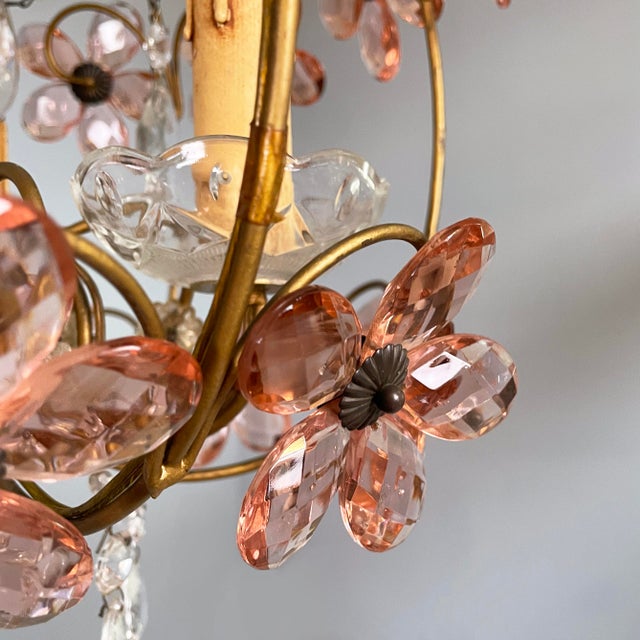 Italian Art Nouveau Chandeliers in Pink Murano Glass and Brass, Early 1900s, 1890s, Set of 2 For Sale - Image 15 of 18