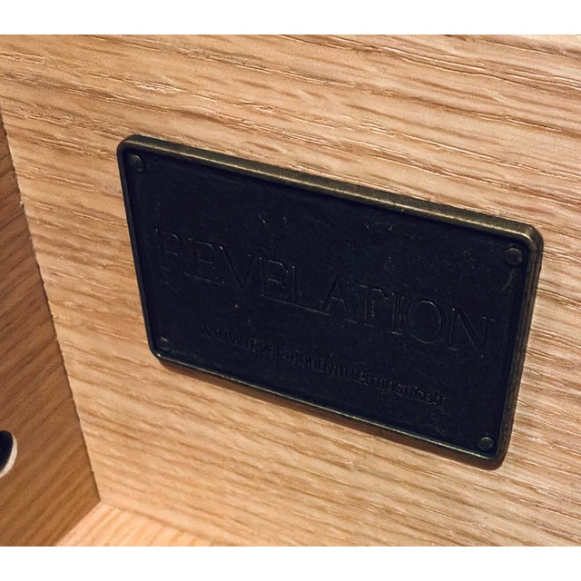 Original retail $5730, stylish Revelation Modern Green with Envy Secretary Desk, two drawers with satin brass pulls, satin...