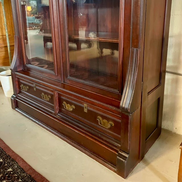 Antique Mahogany Glass-Door Bookcase For Sale - Image 4 of 11