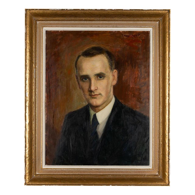 Carl Magnus Lindqvist, Portrait, 1960s, Oil on Panel, Framed For Sale