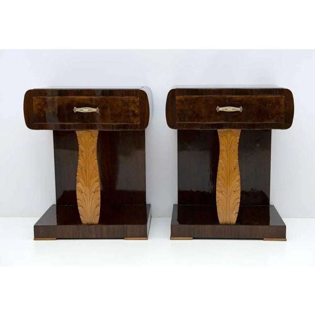 Art Deco Italian Nightstands in Walnut and Maple Radic, 1920s, Set of 2 For Sale - Image 6 of 13
