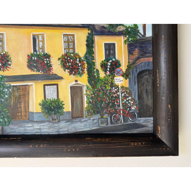 Vintage Ann Cohen Impressionist Town Landscape Oil on Canvas Painting – Wood Framed For Sale - Image 9 of 11