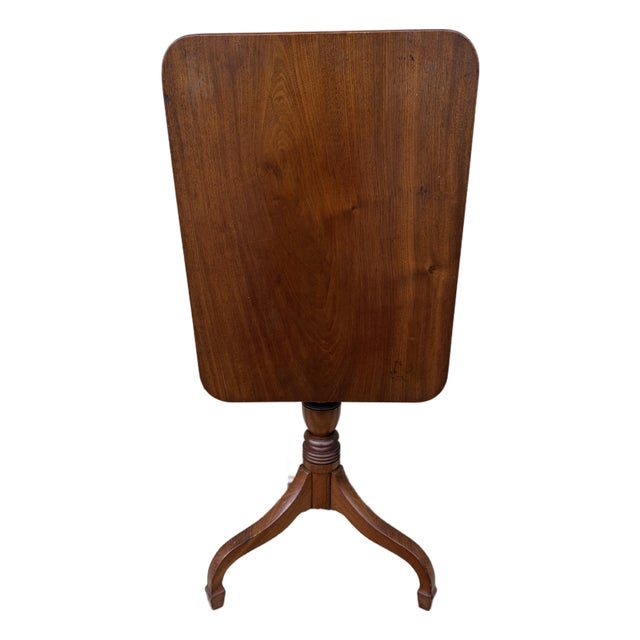 A Antique English Victorian Mahogany Tilt Top Candle Stand, Circa 1850's For Sale