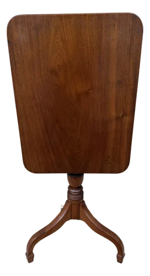 A Antique English Victorian Mahogany Tilt Top Candle Stand, Circa 1850's