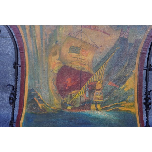 Spanish Revival Spanish Revival Galleon Painted Screen For Sale - Image 3 of 7