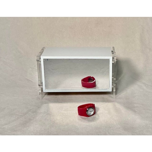 1970s Mid Century Modern Jewelry Chest of Drawers Suspended Lucite White Lacquer For Sale In Greenville, SC - Image 6 of 12