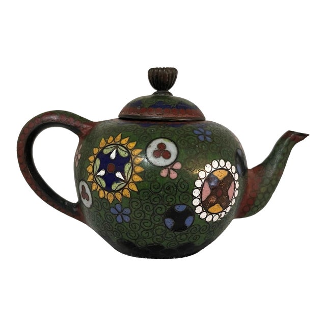 Antique Meiji Period Japanese Cloisonné Small Teapot For Sale
