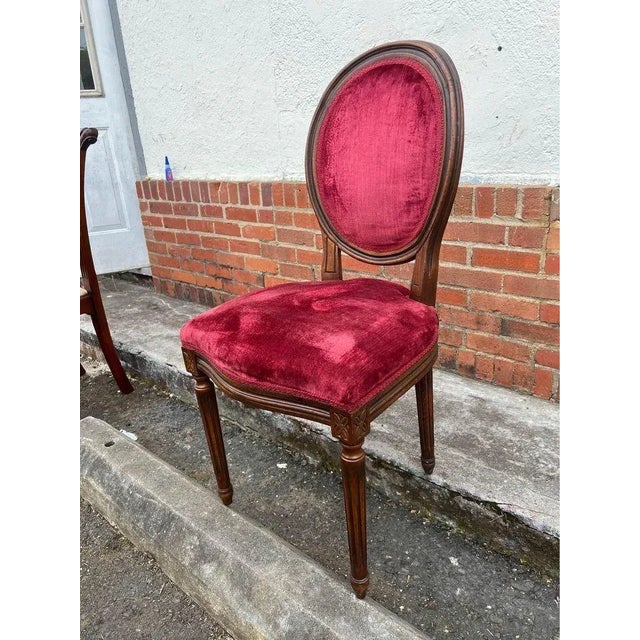 Pair of 20th Century Louis XVI Style Mahogany Upholstered Side Chairs For Sale - Image 9 of 12