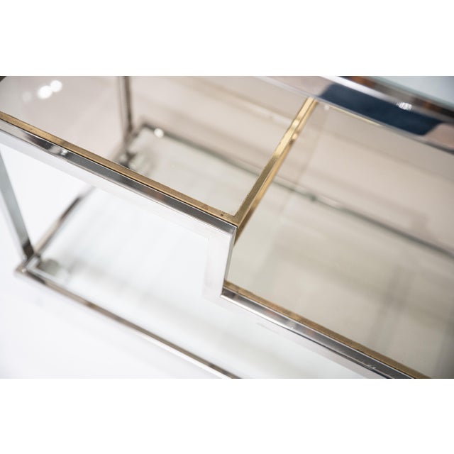Italian Modern Drinks Cart or Bar Trolley of Chrome and Brass For Sale - Image 13 of 15