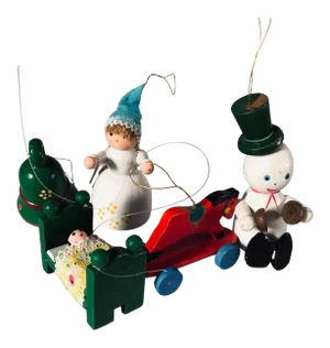 Vintage Brinn's Wooden Christmas Ornaments - Set of 5