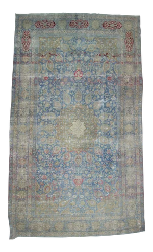 Antique Distressed Persian Tabriz Rug - 10′10″ × 18′4″