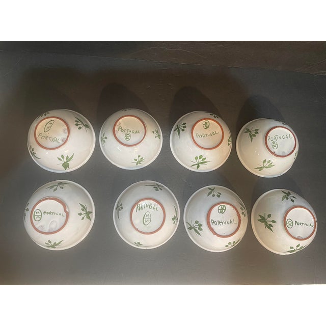 Rustic European Vintage Hand Painted Ceramic Bowls - Made in Portugal - Set of 8 For Sale - Image 3 of 7