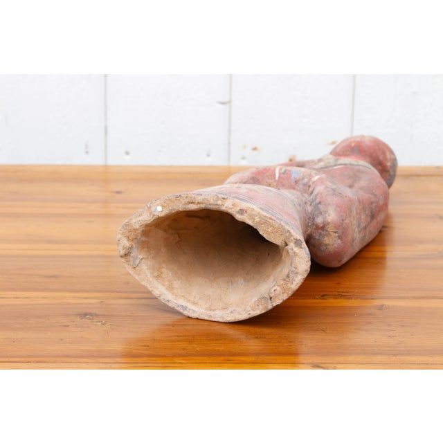 Tall Painted Chinese Pottery Figure For Sale - Image 9 of 10