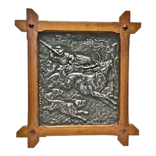 Vintage Stag Hunt Scene Wall Plaque For Sale