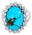 Late 20th Century 18K White Gold Handmade Turquoise & Diamond Cocktail Ring, Size 7.25 For Sale
