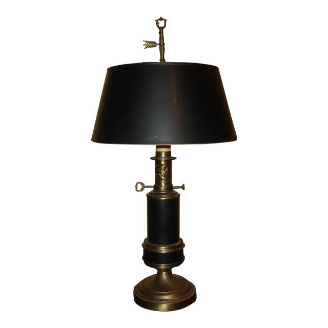 Vintage French Table Lamp With Brass Finial And Black Shade Chairish