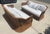Brown Vintage Braided Wicker Sofas, Michael Taylor Style With New Perennials Upholstery For Sale - Image 8 of 14