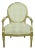 Modern French Style Silver Leaf & Gold Upholstered Open Armchair For Sale