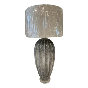 Chelsea House Oversized Gray Ceramic Table Lamp With Ivory Fabric Shade