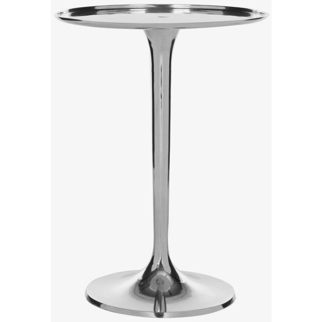 Round Top Sleek Table in Silver For Sale - Image 4 of 4