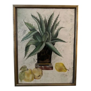 Contemporary Drawing of an Aloe Plant With Pears For Sale