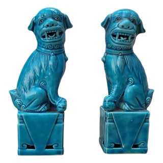 Ceramic Foo Dogs, 1970s, Set of 2 For Sale