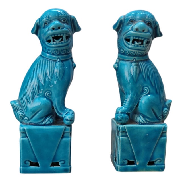 Ceramic Foo Dogs, 1970s, Set of 2 For Sale