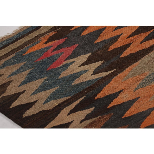 Tribal Vintage Persian Kilim Runner, Tribal Rug With Vibrant Chevrons - Rug & Kilim For Sale - Image 3 of 8