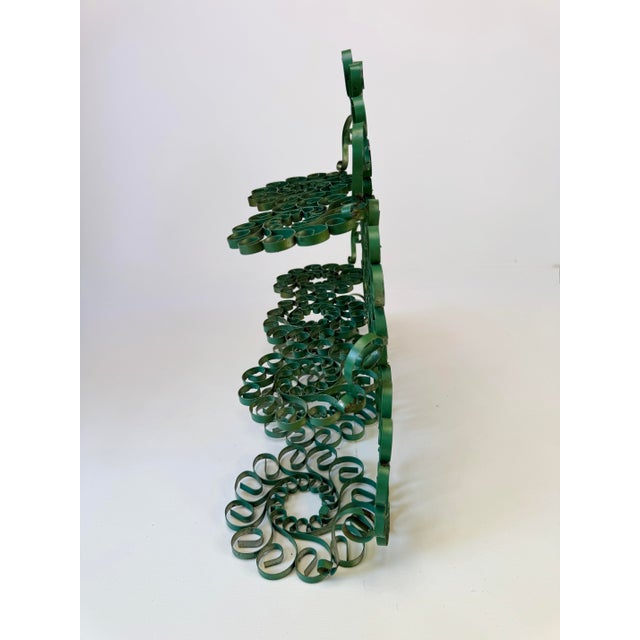 Vintage Green Scrollwork Metal Tiered Display Stand For Sale - Image 4 of 9