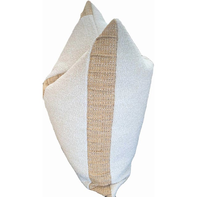 Wheat and Ivory Boucle Pillows - a Pair For Sale - Image 4 of 6