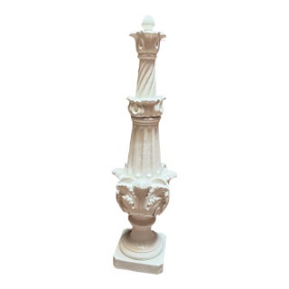 Monumental Mid-Century Viúva Lamego Portuguese White Glazed Ceramic Finial, 48.5” For Sale