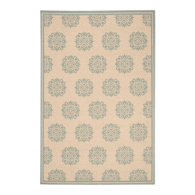 Shoreditch Indoor Outdoor Rug Cream & Aqua 3'x5' For Sale