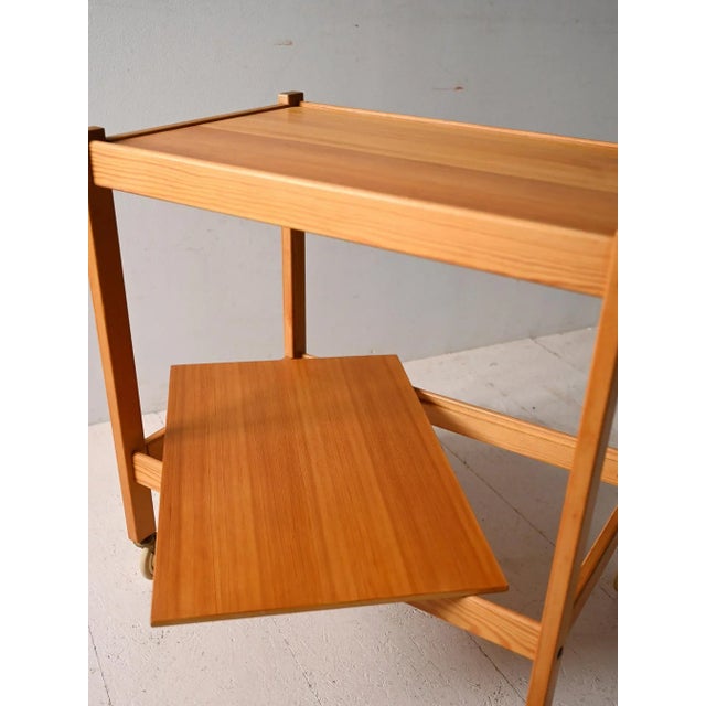 Tan Scandinavian Pine Trolley, 1960s For Sale - Image 8 of 10