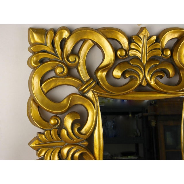 Florentine Gilt Lacquered Wall Mirror, Italy, 1970s For Sale - Image 3 of 18