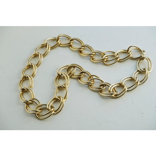 Gold Vintage Y2k Modern Gold Link and Chain Necklace For Sale - Image 8 of 8