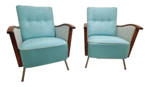Set of Mid-Century Modern Armchairs in Wood with Tubular Frames, Hungary, 1960s