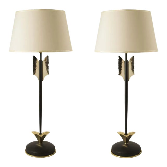 Mid-Century Arrow-Shaped Base Table Lamps, 1970s, Set of 2 For Sale