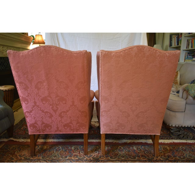 Queen Anne Baker Style Wingback Chairs For Sale - Image 9 of 10